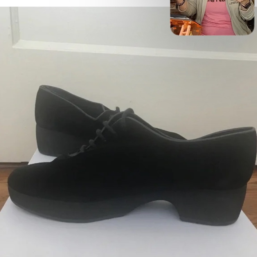 (VTG) YVES SAINT LAURENT- Black Suede Lace-Up Platform Oxfords